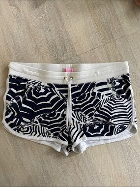 Navy & White Patterned Lounge Shorts